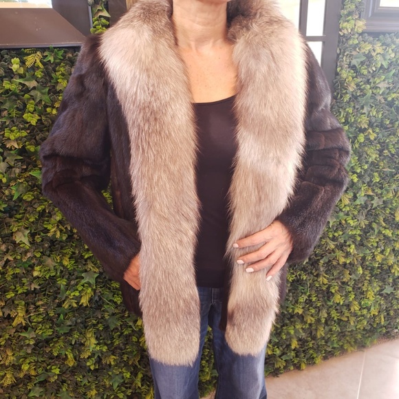 mink coat with silver fox collar